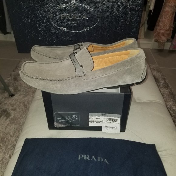 Prada Mens Grey Loafers main image 4
